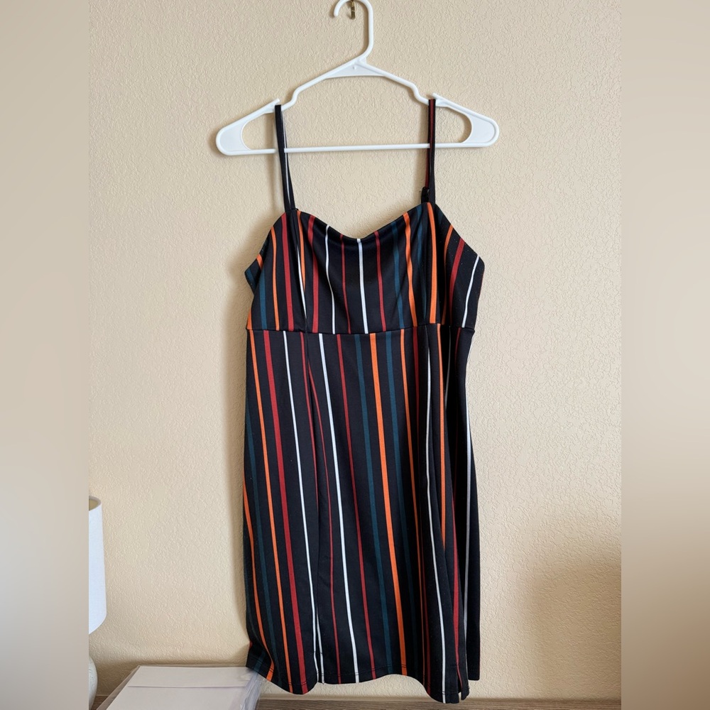 Black Multi-Stripe Spaghetti Strap Dress